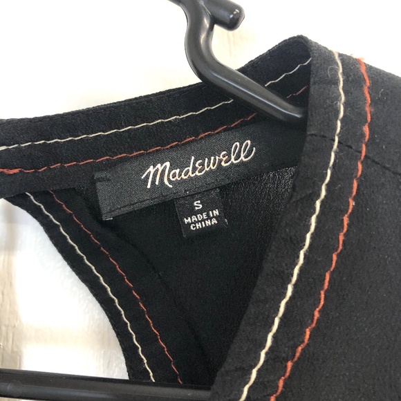 Madewell black silk stitch tie-back top size S - Picture 9 of 13